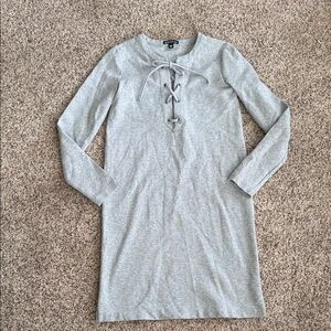 J. Crew Mercantile Long Sleeve Lace-Up Knit Dress - Heather Gray. Sz XXS.